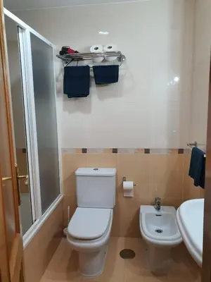 a bathroom with a toilet and a sink at Noja rooms 1 in O Pedrouzo