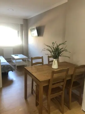 a dining room with a table and a vase with a plant at ESTUDIO Zona Norte Santiago de Compostela VUTCO-04046 in Santiago de Compostela