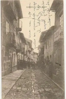 an old photo of a street in an old town at Casa Taboada in Sarria