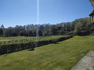 a field of grass with trees in the background at O abeiro de Buscalte in Roupar
