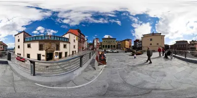 a group of people walking down a street at Hotel Palacio de Merás in Tineo