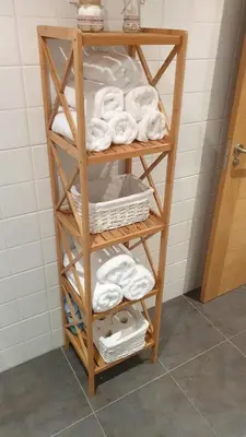 a towel rack in a bathroom with towels at Alborada in Viveiro