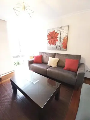 a living room with a couch and a coffee table at Viveiro Histórico in Viveiro