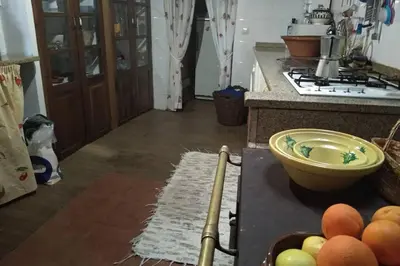 a kitchen with a bowl of fruit on a counter at Casa Ribeira Sacra, Ourense, Niñodaguia, Galicia in Ourense