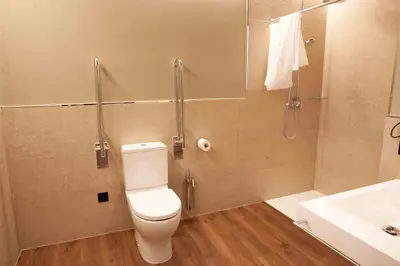 a bathroom with a toilet and a sink and a shower at Casa Rico de Medín in O Pino