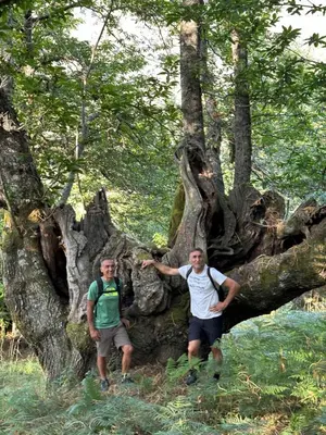 two people standing in front of a tree at El Camino in Laza