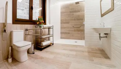 a bathroom with a toilet and a shower and a sink at Casa Miño in Ourense