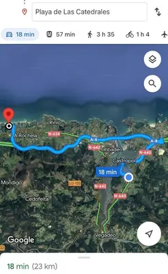 a screenshot of a map of a road at AT El Manzano - Jardín & BBQ - Los Gayoles Rural in Castropol