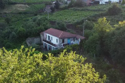 a house on the side of a hill with trees at El Escondite Inglés in Pantón