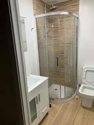 a bathroom with a shower and a toilet at CASA TIO HERMINIO in O Irixo