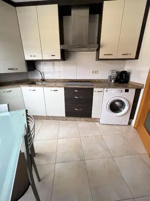 a kitchen with a washer and a washing machine at Piso Lomberte in Allariz