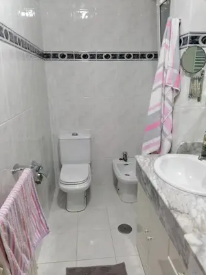 a white bathroom with a toilet and a sink at Piso en pleno centro de Miño derecha in Miño