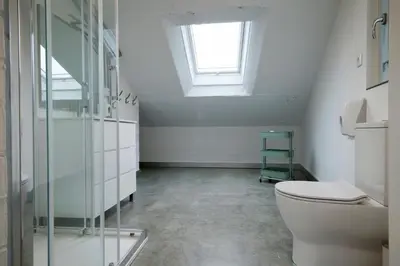 a bathroom with a toilet and a window at Apartamentos Turísticos As Burgas 6 by Bossh! Hotels in Ourense