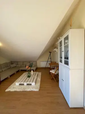 a living room with a couch and a table at O Balcon Do Oitaven, vuestra finca privada en Galicia in Pontevedra