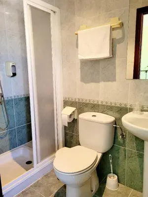 a bathroom with a toilet and a sink at Vilariño Moscoso in Arzúa