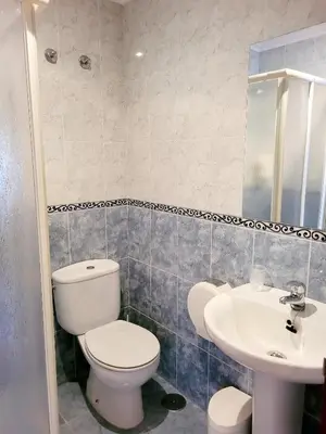 a bathroom with a toilet and a sink at Vilariño Moscoso in Arzúa