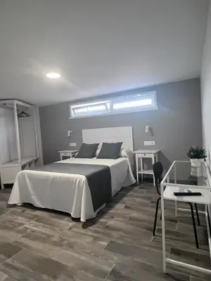 a bedroom with a large bed and a window at HOSTAL CASA JULIO - Auto Check-in in Culleredo