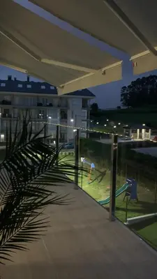 a view of a playground at night from a building at Foz, ven y disfruta Galicia in Foz