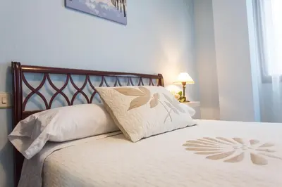 a bedroom with a bed with a pillow and a window at Casa Goros I in Melide