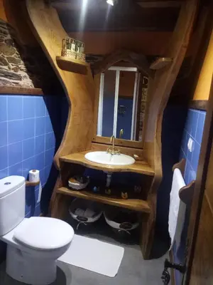 a bathroom with a sink and a toilet at Casas Eladio-Doncos in Torés