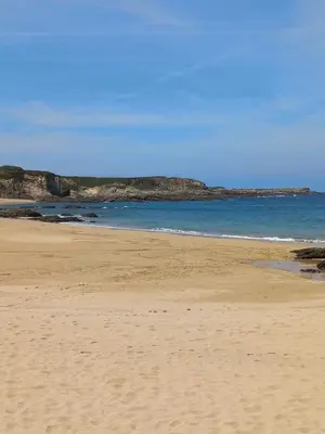 a sandy beach with the ocean in the background at Tapia in Tapia de Casariego