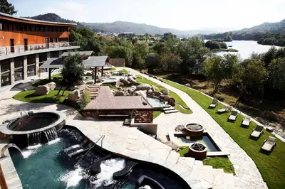 an aerial view of a resort with a swimming pool at Olimphya in Ourense