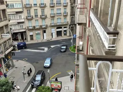 a view of a city street with cars and buildings at Apartment in Ourense near Hot Springs in Ourense
