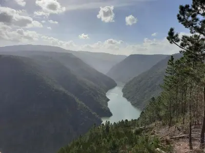 a view of a river in a valley at Apartamentos Alburiñas Ribeira Sacra in Bolmente