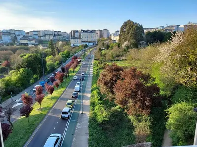 an aerial view of a highway with cars parked at Apartamento Calzada Romana in Lugo