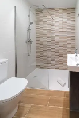 a bathroom with a shower and a toilet and a sink at Ultreia Seven Rooms by Adeloló in Santiago de Compostela