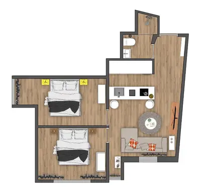 a floor plan of a bedroom and a living room at La Rúa de San Pedro by Clabao in Lugo