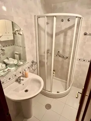 a bathroom with a shower and a sink at Apartamento en A Pontenova in A Pontenova