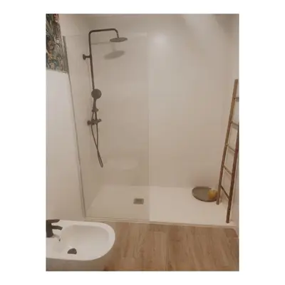 a bathroom with a sink and a shower at Cosmevixia in Ourense