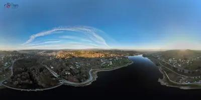 an aerial view of a river and a city at Fogar Rivoira Sacrata in Castro Caldelas