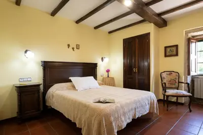 a table in front of a window with a view at CASA PAZOS-ARBO in Arbo