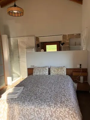 a bedroom with a large bed in a room at Casa Rural Elvira Ribeira Sacra in Asma