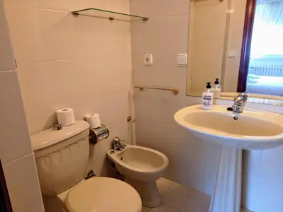 a bathroom with a toilet and a sink at Ático Pilos in Castro Caldelas
