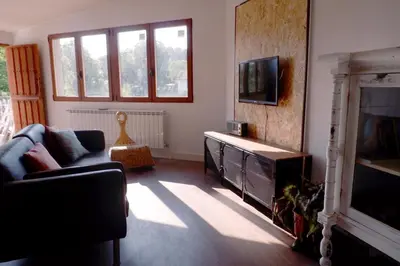 a living room with a fireplace and a tv at A casa da Penela in Sas de Penelas