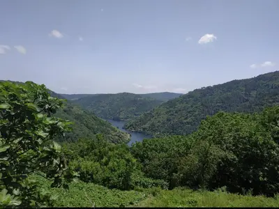 a view of a river in the hills at Casa Xarreiro in Chantada
