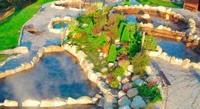 a model of a garden with two pools of water at Castelodobispo - Ourense in Sobrado del Obispo