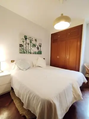 a bedroom with a large white bed in it at Sobre la Ría in Viveiro