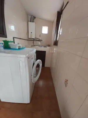 a small bathroom with a washing machine in it at Casa das Peleteiro Ribeira Sacra in Ourense