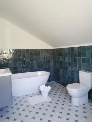a bathroom with a bath tub and a toilet at La casona El Espín in Serandinas