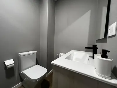 a bathroom with a white toilet and a sink at Oktheway Ultreia in Sarria