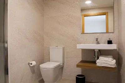 a bathroom with a toilet and a sink at Viña Femita in Villafranca del Bierzo
