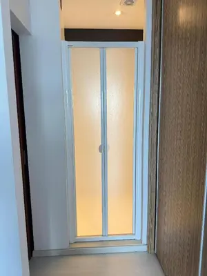 a sliding glass door in a room with at BALCÓN DO MARIÑEIRO in Burela de Cabo