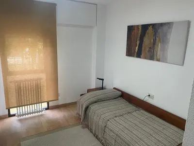 a bedroom with two beds and a window at Apartamento Centrico y Tranquilo El Rinconcito in Ourense