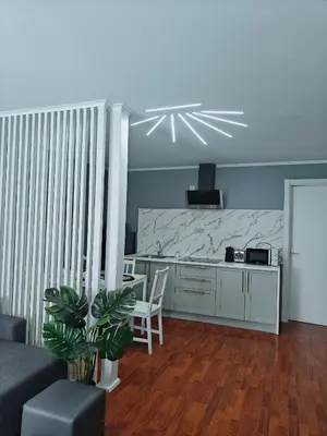 a living room with a kitchen with a ceiling at Casa de Fernando in Tríacastela