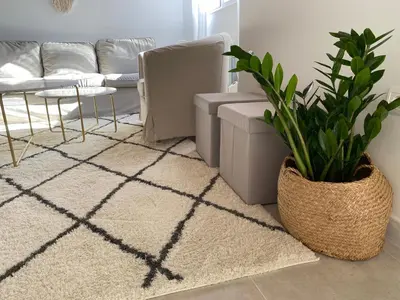 a living room with a couch and a rug at Casa de la abuela Elisa - Ribeira Sacra - Cañones del Sil - Caurel in Quiroga
