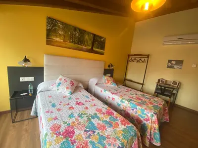 a bedroom with two beds in a room at Casa da Cota in Monterroso